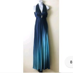 Y2K Cache Backless Maxi Dress in Ombre Blue